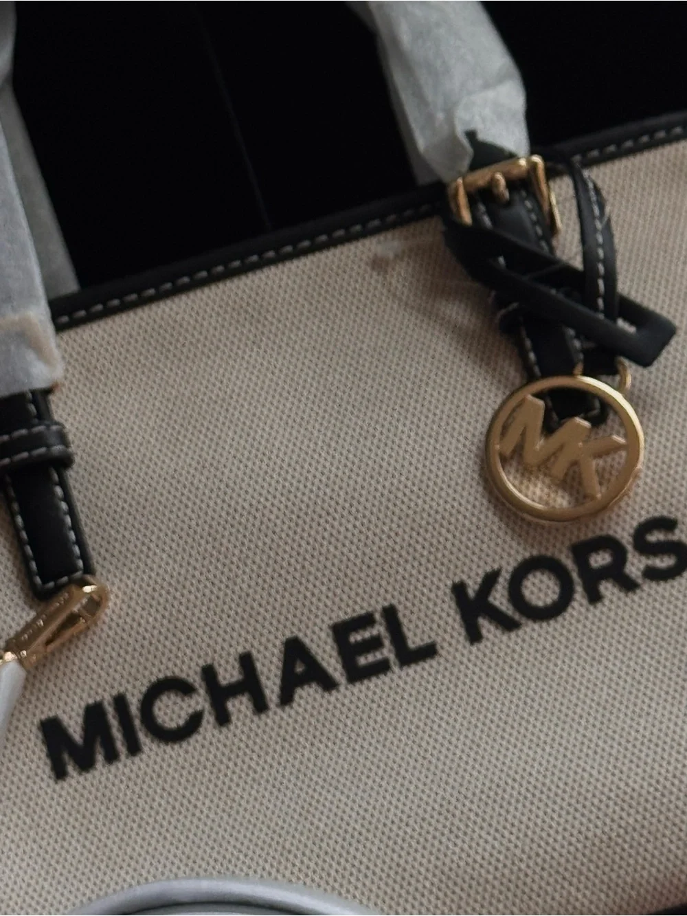 NWT Michael Kore Jet Set Travel XS Canvas Top Zip Tote Convertible Crossbody